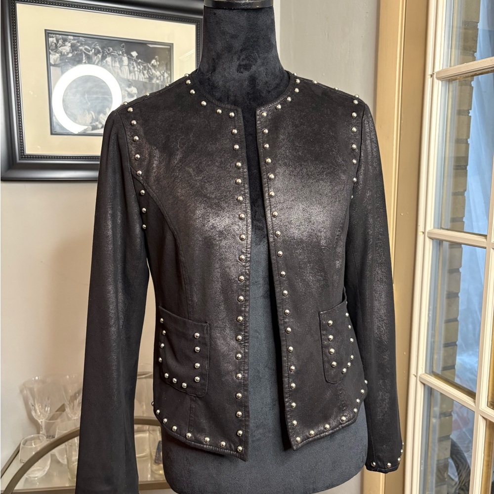 Elegant Black Studded Women's Blazer